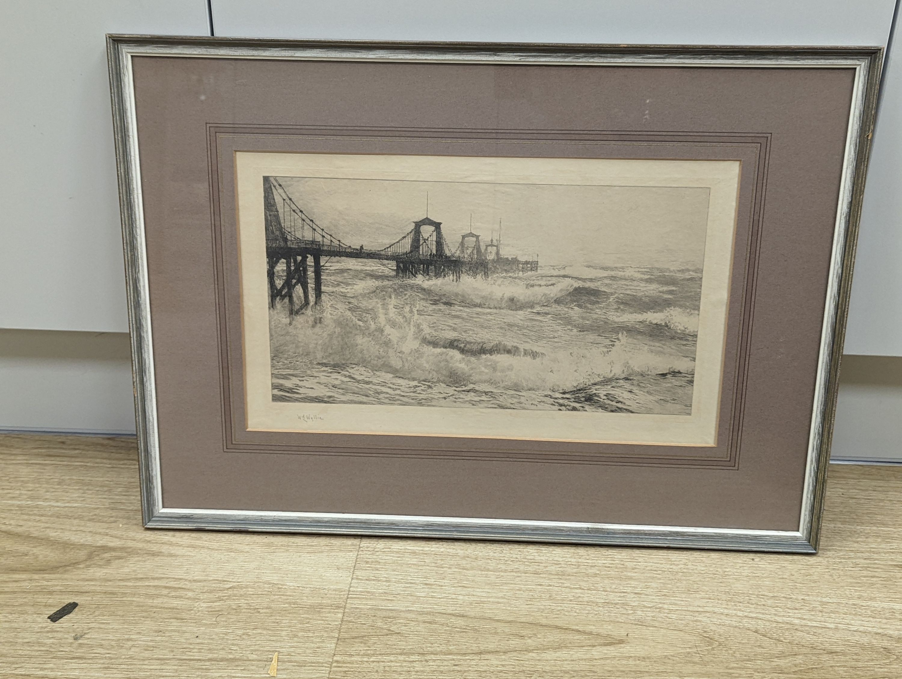 William Lionel Wyllie (1851-1931), etching, The Chain Pier, Brighton, signed in pencil, 19 x 35cm